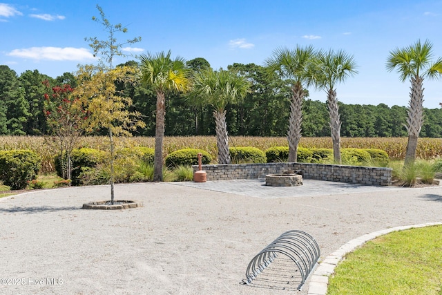 view of property's community with an outdoor fire pit