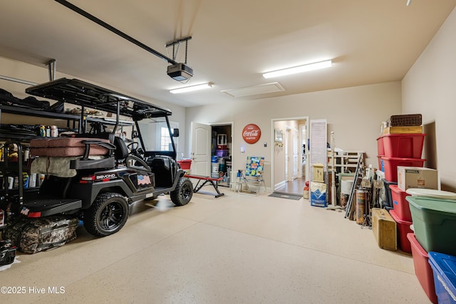 garage with a garage door opener