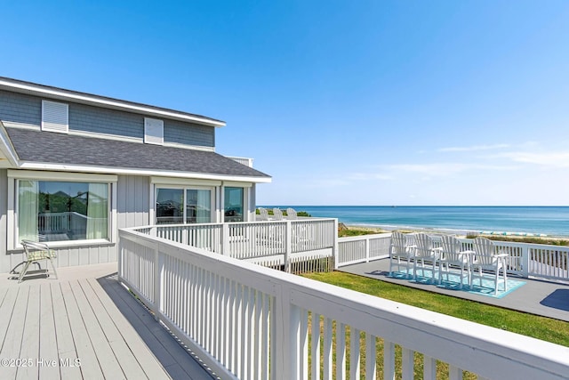 deck with a water view