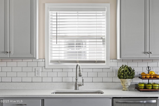 room details featuring dishwasher, sink, and decorative backsplash