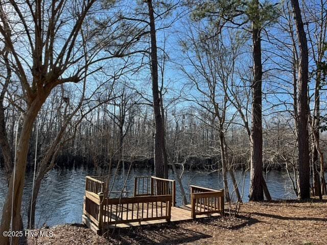 view of dock featuring a water view