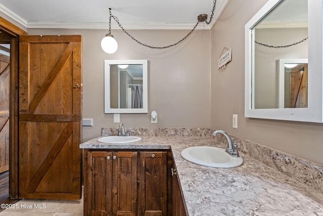 full bathroom featuring a sink and double vanity
