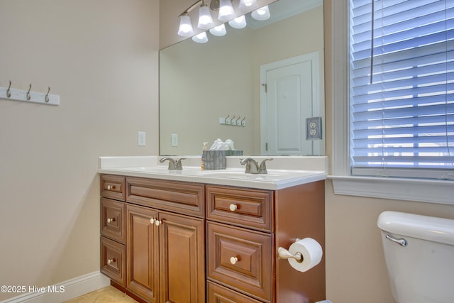 1280 New River Inlet Rd, North Topsail Beach, NC 28460 - bathroom with double vanity and tile patterned flooring
