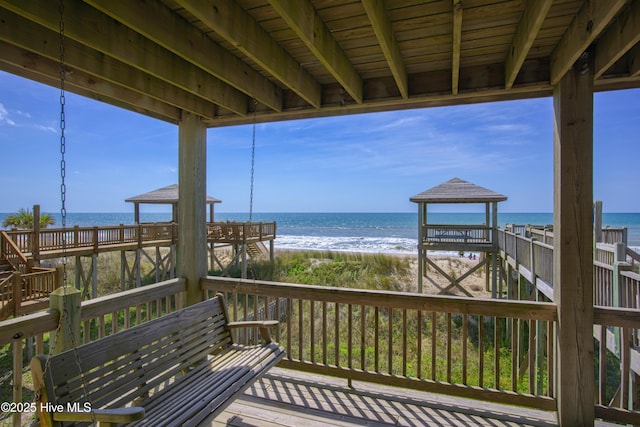 1280 New River Inlet Rd, North Topsail Beach, NC 28460 - deck with view of water and beach