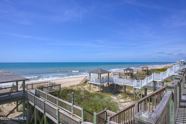 property view of water with a beach view