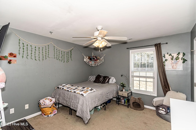 bedroom with carpet and ceiling fan