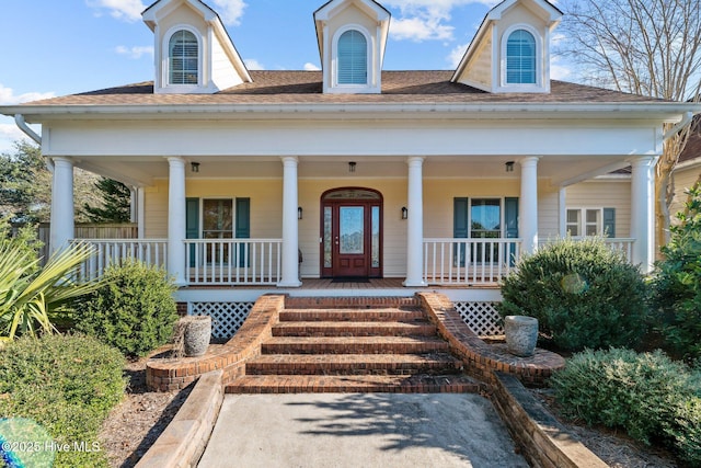 view of front of home with a porch