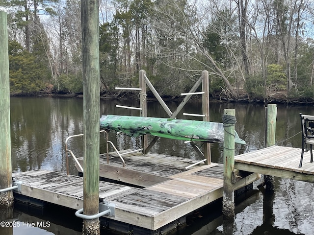 view of dock featuring a water view