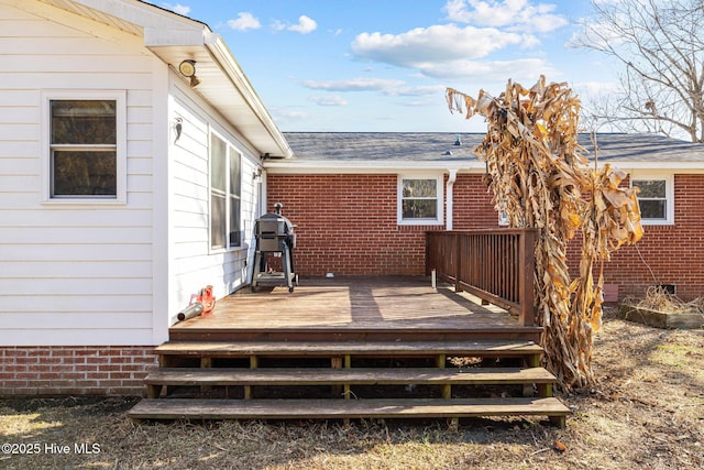 deck featuring area for grilling