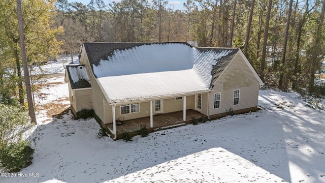 view of front of house with a wooden deck