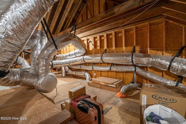 view of unfinished attic