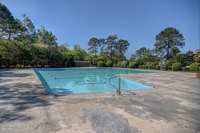 view of swimming pool featuring a patio