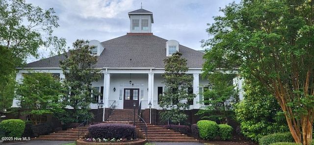 view of front facade with french doors