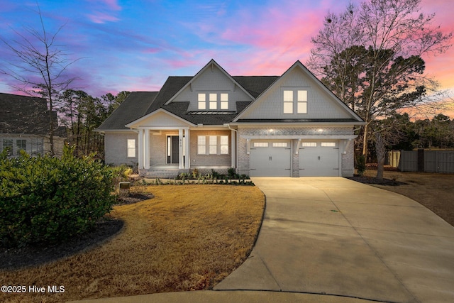 view of front of home with a garage