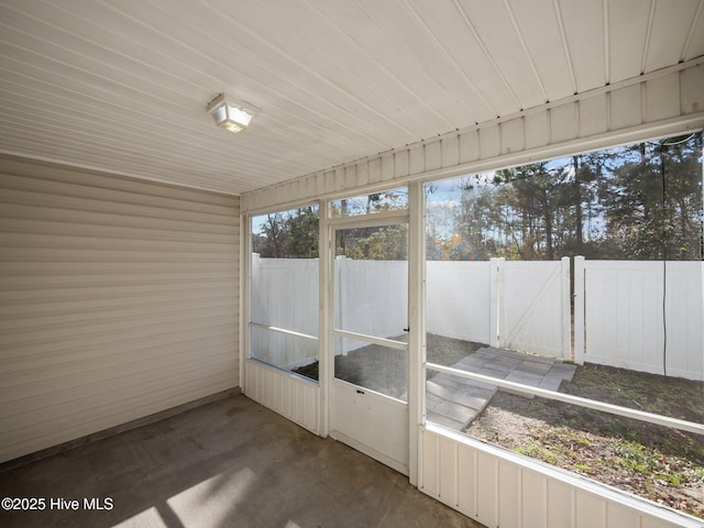 view of unfurnished sunroom