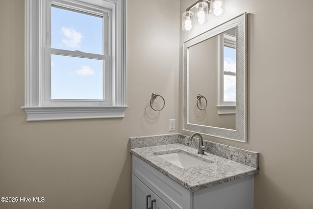 bathroom featuring a wealth of natural light and vanity