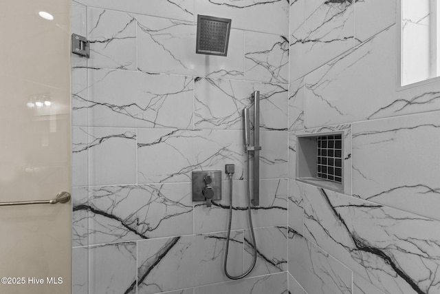 interior details with tiled shower