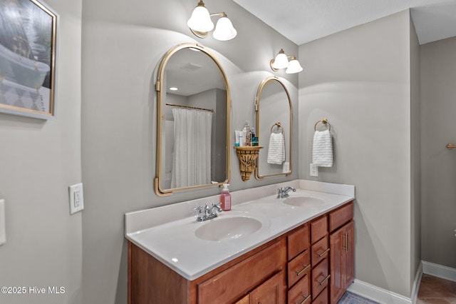 bathroom featuring vanity and tile patterned floors