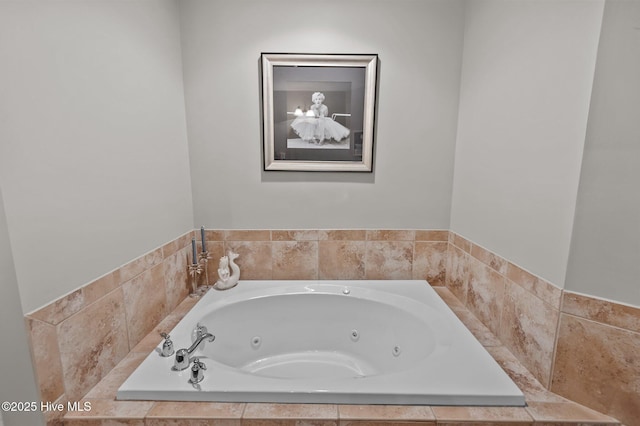 bathroom featuring a relaxing tiled tub