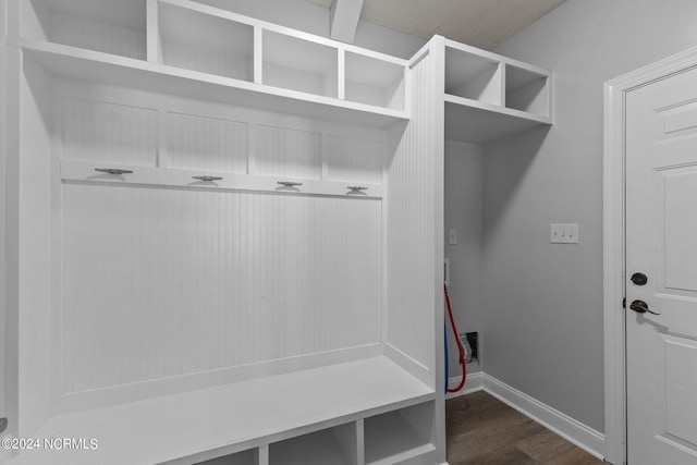 mudroom with dark hardwood / wood-style floors