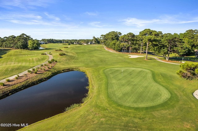 view of community with view of golf course and a water view