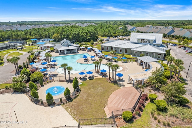 drone / aerial view with a residential view