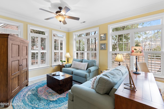 sunroom featuring visible vents
