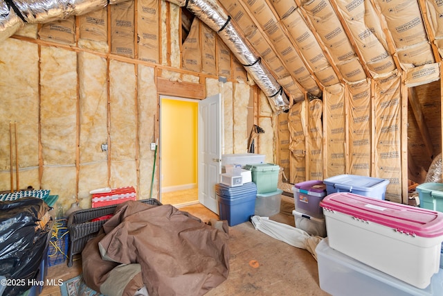 view of unfinished attic