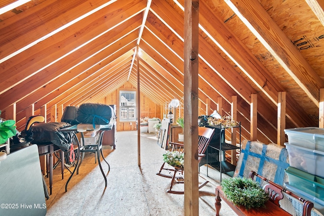 view of unfinished attic