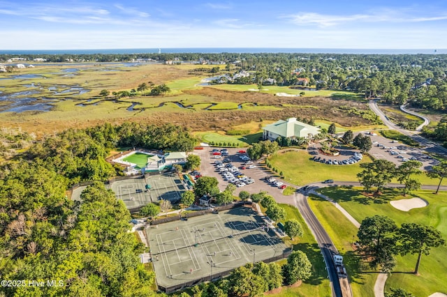 drone / aerial view featuring golf course view