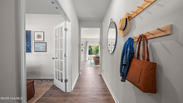 hall featuring dark hardwood / wood-style floors
