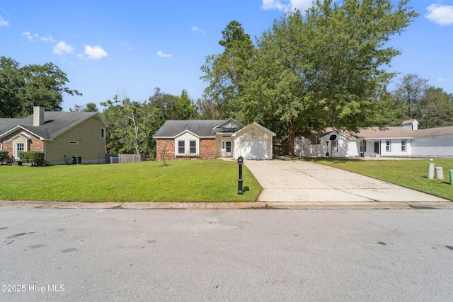 ranch-style house with a front lawn