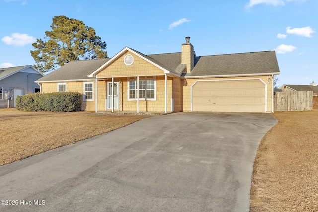 single story home with a garage