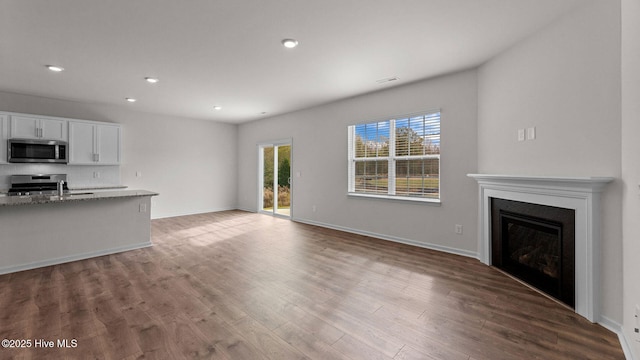 unfurnished living room featuring wood-type flooring