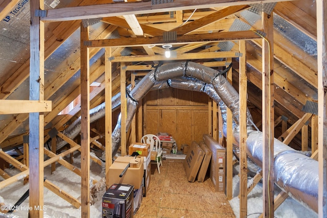 view of unfinished attic