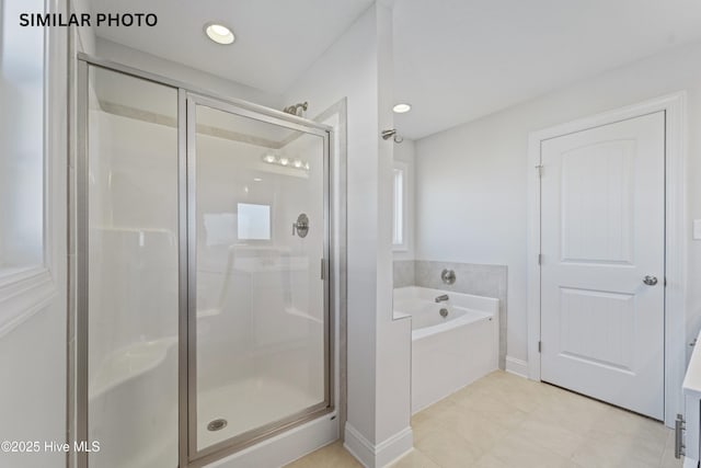 bathroom with independent shower and bath