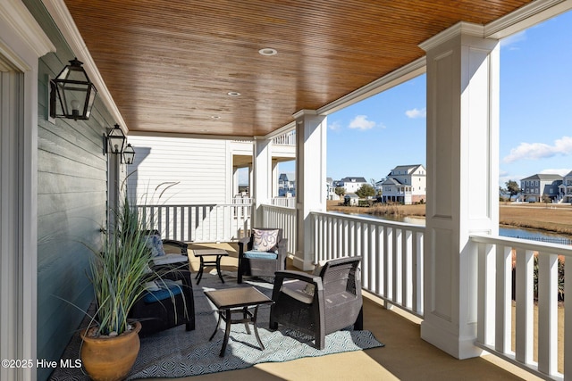 balcony with a water view