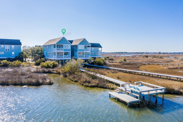 view of dock featuring a water view