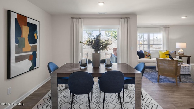 dining room with wood-type flooring