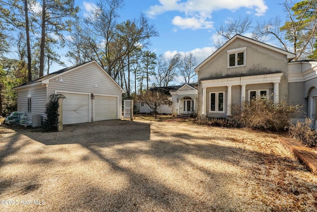 exterior space with a garage