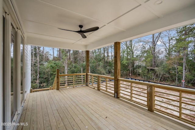 deck with a ceiling fan