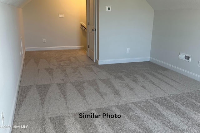 additional living space featuring carpet floors and lofted ceiling