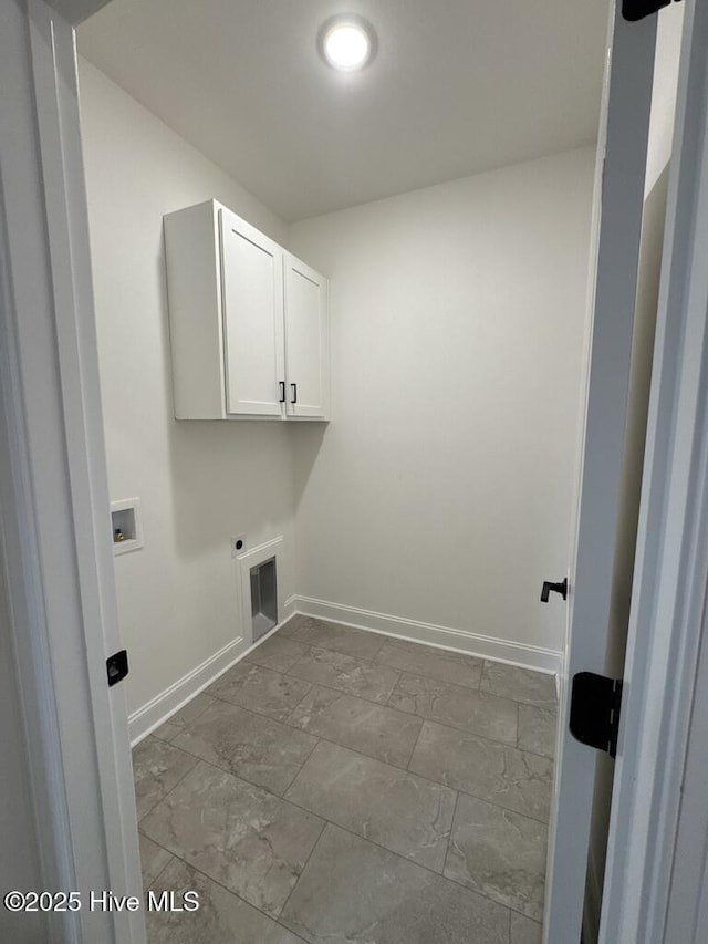 4158 Dixon Rd, Grimesland, NC 27837 - laundry room featuring washer hookup, cabinet space, baseboards, and electric dryer hookup