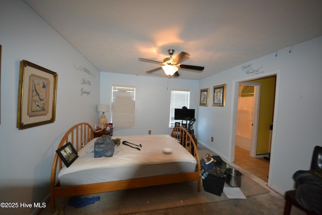 bedroom featuring ceiling fan