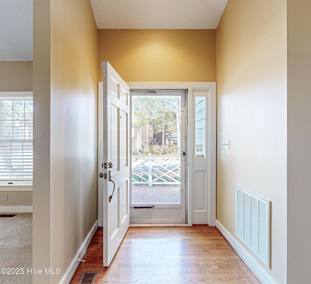 foyer with a healthy amount of sunlight and light wood-type flooring