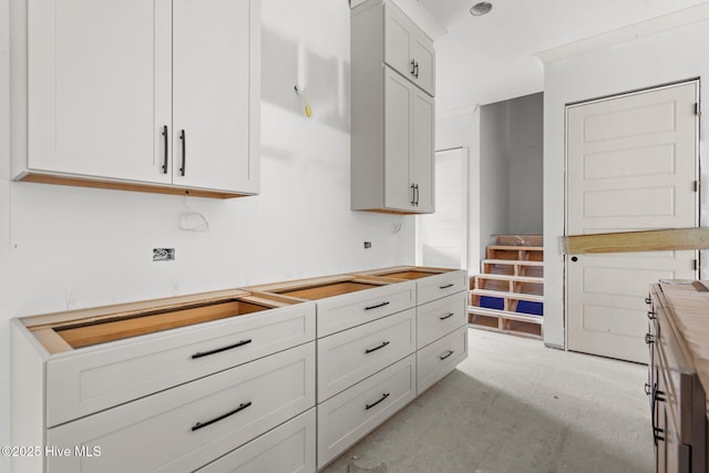 kitchen featuring white cabinetry