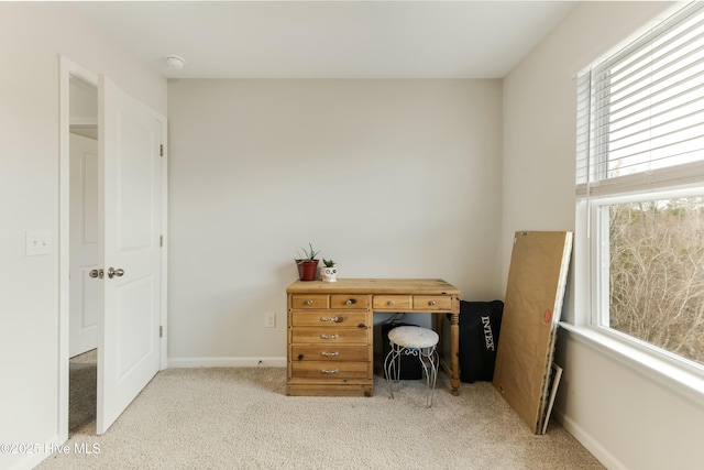 view of carpeted home office