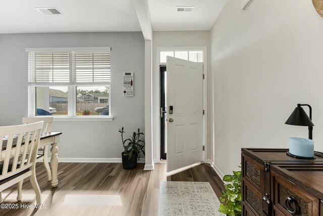 foyer entrance with dark hardwood / wood-style floors