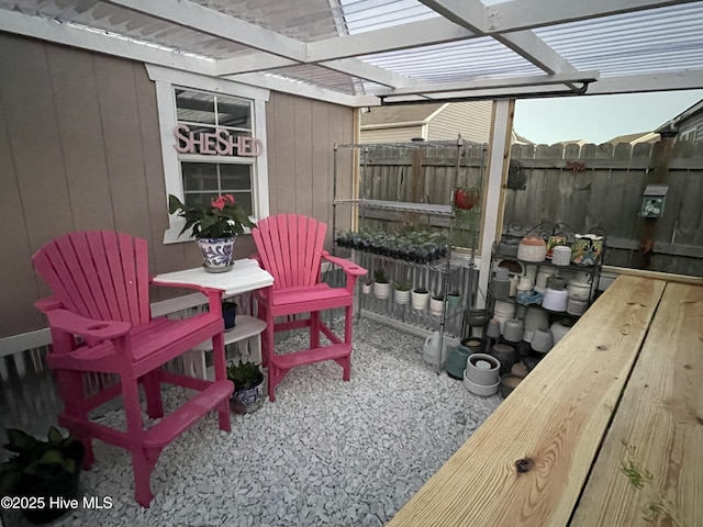 view of patio / terrace featuring a pergola