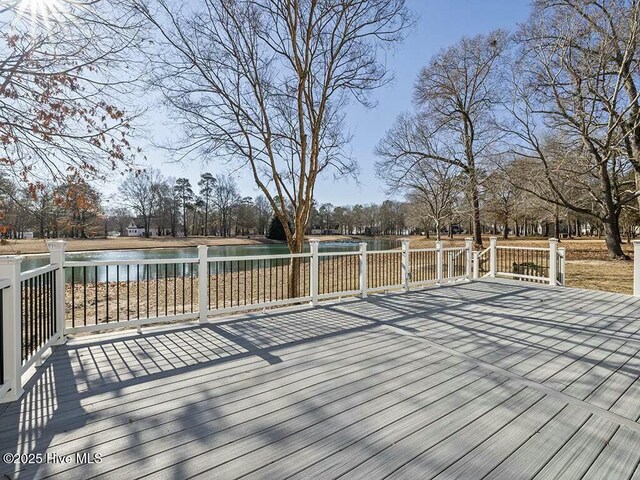 deck with a water view